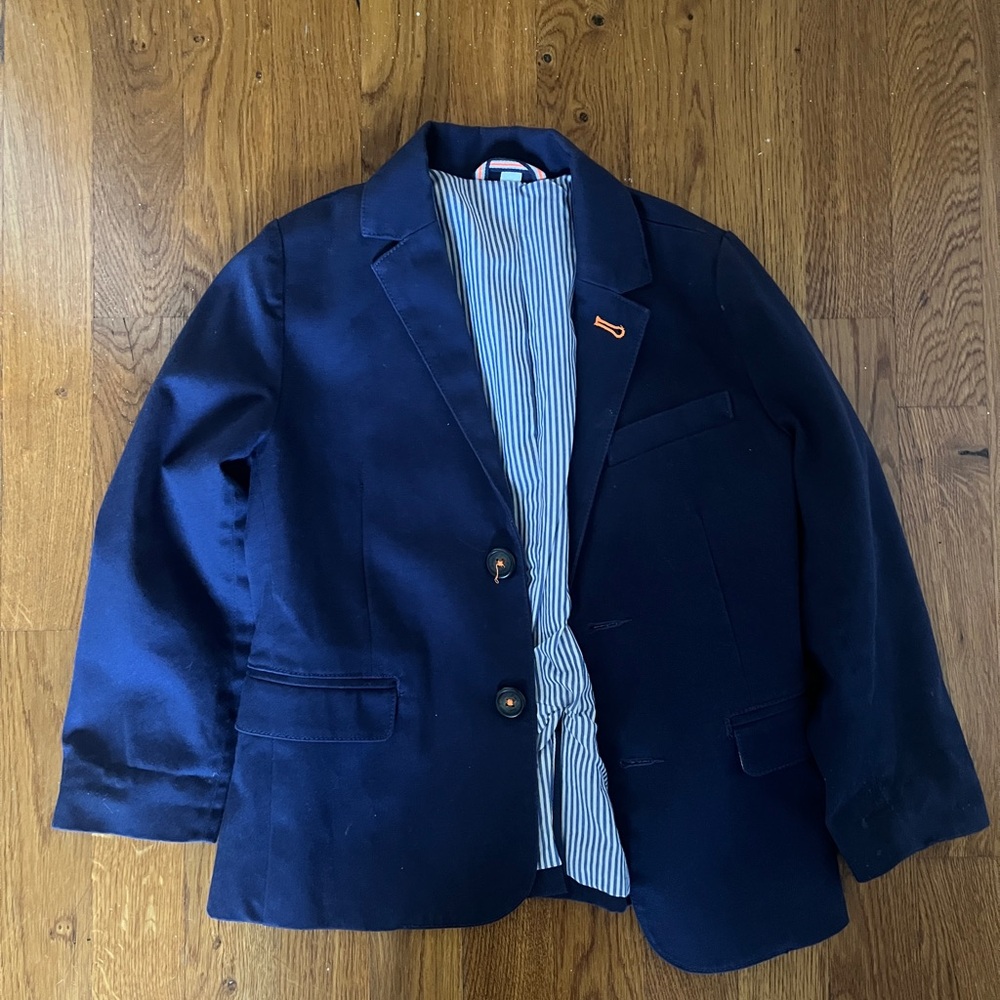 Mini Boden Navy Blazer with Striped Lining size 5-6 years